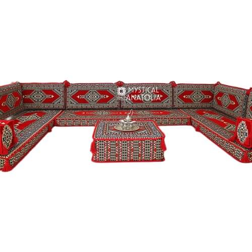 U Shape Arabic Floor Seating Sofa Majlis Cushions Oriental Jalsa Bench Area Traditional Arab Sofas Furniture Toshak
