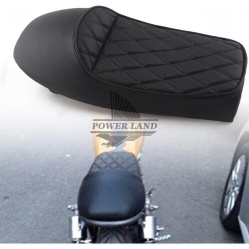 Universal Vintage Grid Shape Hump Motorcycle Custom Cafe Racer Diamond Style Leather Seat Saddle for Honda CG125 Black 1pcs