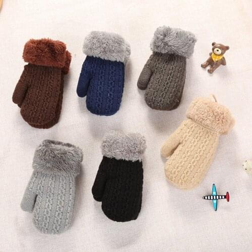 Mittens for Children Winter Wool Knitted Glove Children Warm Rope1-4 Years Old Boy Girl Baby Gloves Plush Thick Warm Baby Gloves