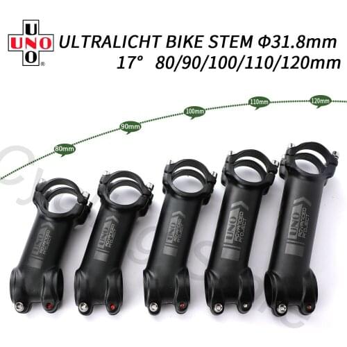 UNO Ultralight 7075 Bicycle Handlebar Stem MTB Power 17 Degree Mountain Bike Stem 31.8 80/90/100/110/120mm Bicycle Pieces