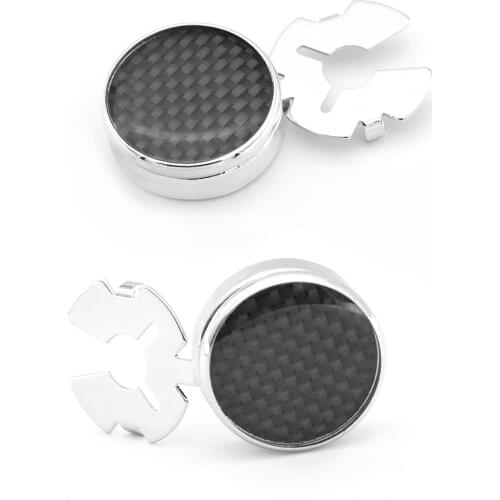 Mens Carbon Fibre Cuff Links Normal Dress Cuff Button Cover Copper Material Black Color
