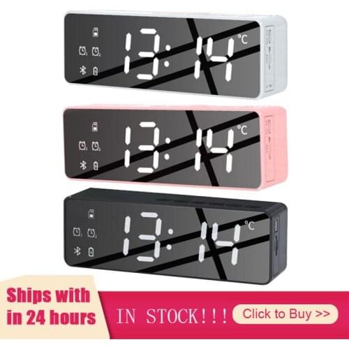 Mirror LED Alarm Clock Multifunction Wireless 5.0 Bluetooth Music Player Electronic Digital Table Clock With Dual Alarm Mode