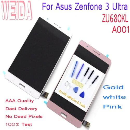 WEIDA 6.8" For Asus Zenfone 3 Ultra ZU680KL A001 LCD Display Touch Screen Digitizer Assembly Replacement Free Tools & Tape