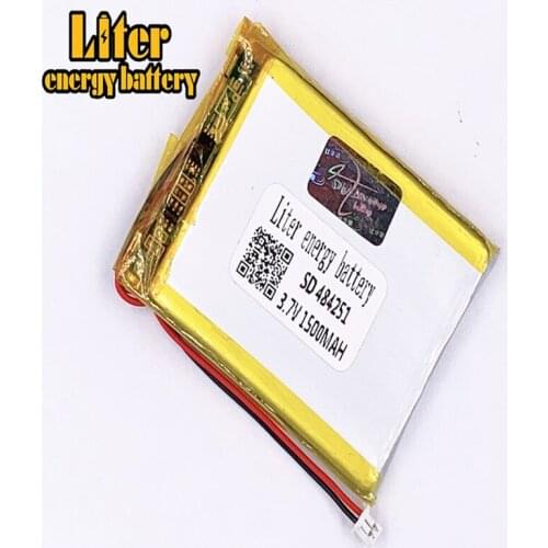 1.25MM 2pin connector 3.7V 1500mah 484251 Rechargeable lipo battery e-books GPS PDA Recreational machines