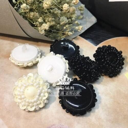 1PCS Sewing accessories Handmade beaded buckle pearl bead button coat velvet high-end clothing decoration buckle