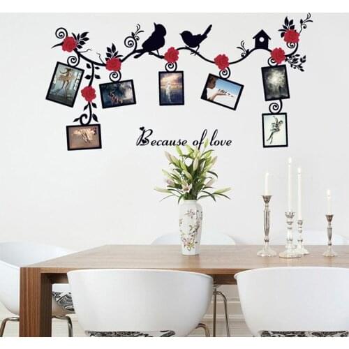 1PC Tree Birds Flower Vine Wall Sticker DIY Art Decal Photo Memory Frame PVC Wallpapers Family Home Stickers Mural Home Decor