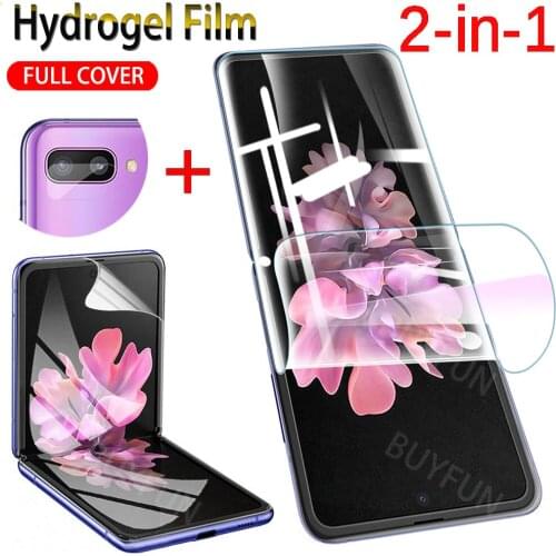 2-in-1 Soft Hydrogel Film Screen Protector and Camare lens Film For Samsung Galaxy Z Flip For Samsung Z Flip Front screen Film