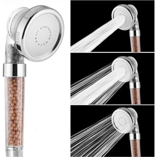 3 modes Bathroom Shower Adjustable Jetting Shower Head Saving Water High Pressure Anion Filter Shower SPA Nozzle