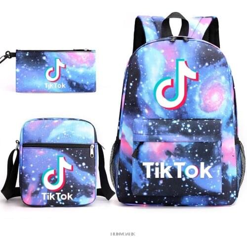 Hot TIK TOK Backpack 3pcs/set Kids Knapsack Teens TIK TOK App Video Rucksack Girls Boys Schoolbag Back to School Gift Mochilas