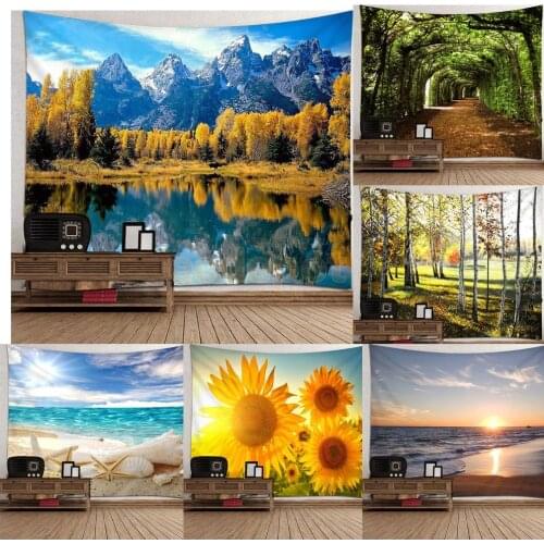 3D Landscape Tapestry Wall Hanging Bedspread Home Decor Blanket Backdrop Curtain Blackout Panel