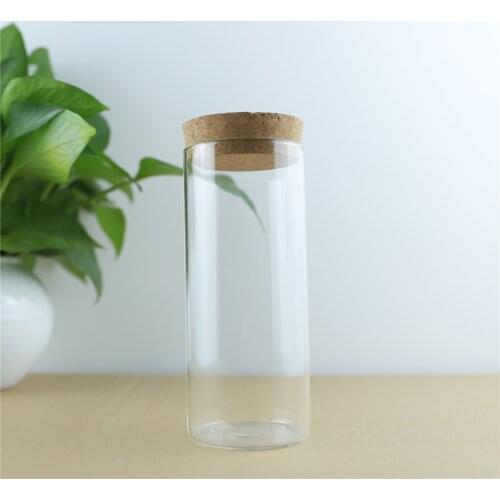 4pcs/lot 65*150mm 380ml Thick Glass Bottle Cork Stopper Spice Bottles Container Jars Vials DIY Craft Kitchen Storage Bottles