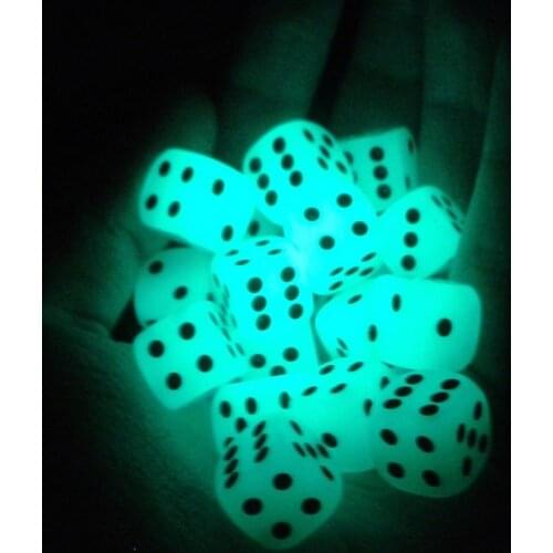 6pcs/lot 14mm 6 Sided Noctilucent Dice Cubes Night Light Luminous Fun Night Bar KTV Entertainment Game Dices Wholesale