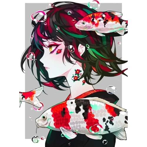 HD Print Abstract Modular Girl Picture Goldfish Canvas Painting Anime Poster For Living Room Home Decor Wall Art No Framework