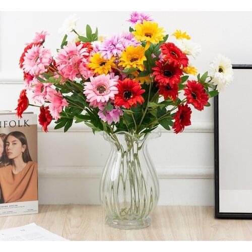 6 branch Artificial silk African Daisy for home wedding decoration wild flower