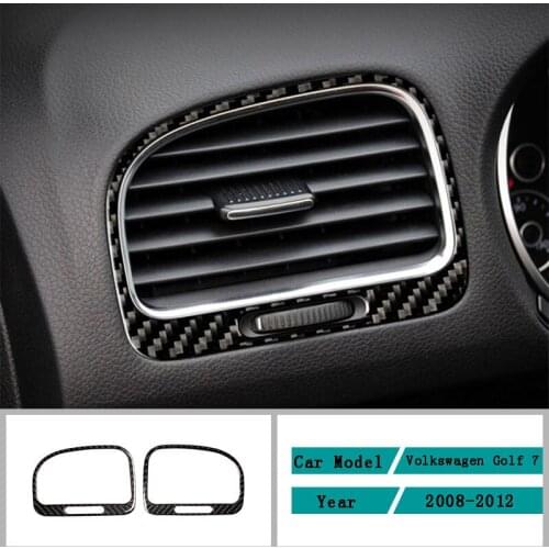 Carbon Fiber Car Accessories Interior Left And Right Air Outlet Protective Cover Trim Stickers For Volkswagen Golf 6 2008-2012