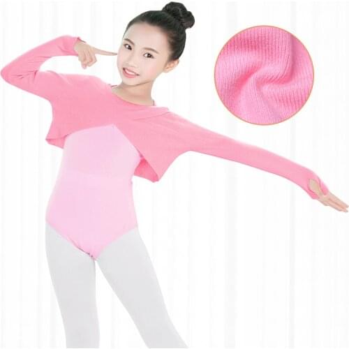 Ballet Coat Tops Girls Dance Costumes Winter Ballet Clothing For Girls Hole Cuffs Sweater Dance Wear Long Sleeve