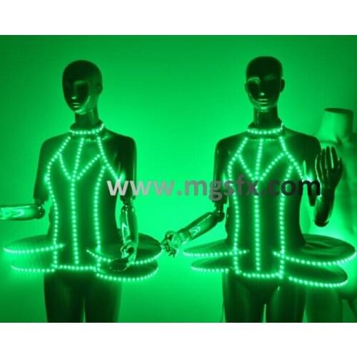 Free shipping led dance costume RGB Sexy womens nightclub LED suit