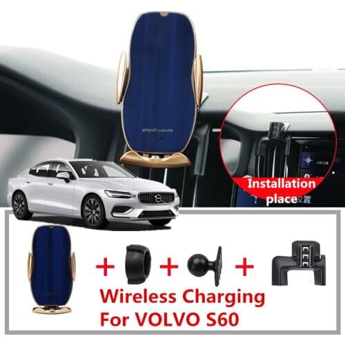 Wireless Charging Holders For Car Phone For VOLVO S60 2016 2017 2018 2019 2020 Cell Phone Holder Clip Stand FOR HUAWEI XIAOMI