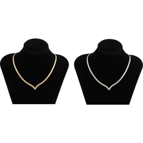 Lacteo Simple Minimalist Gold Color Snake Chain Choker Necklace Harajuku Hip Hop Single Layer Love Chain Charm Necklace Gifts