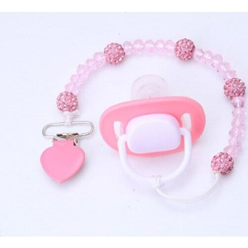 Crystal Baby Pacifier Clips Necklace Dummy Nipple Soother Holder Anti Folder Pacifier Clip Chain Baby Stroller Hook Hanging