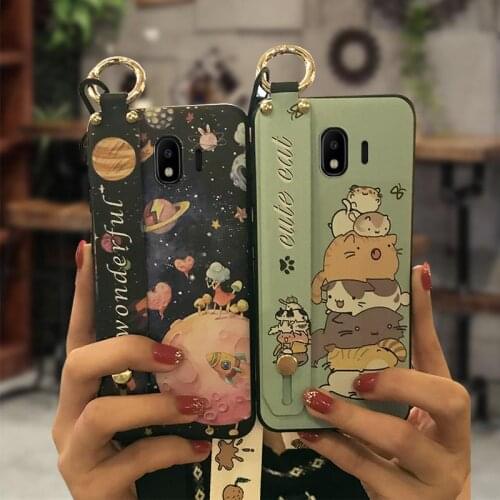 Kickstand Cover Phone Case For Samsung Galaxy J4 2018/J400F Wristband Phone Holder Cartoon