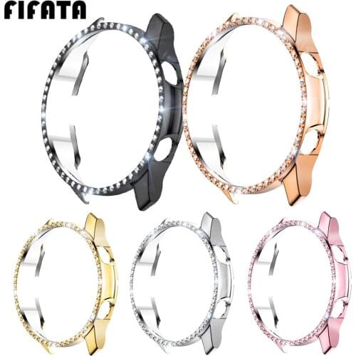 FIFATA PC Inlay Diamond Plating Watch Protective Shell For Samsung Galaxy Watch 3 41MM/45MM Smart Watch Replacement Watch Cover