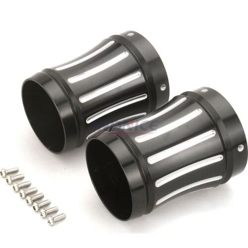 Black Gauge Series Merge 4'' Mufflers End Caps For Harley Touring FLHX FLHR FLHT FLTR Road King Street Road Glide 86-16