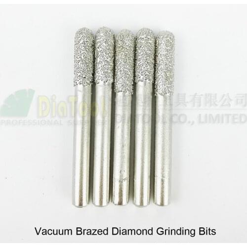 DIATOOL 5pk Diameter 6mm Diamond Burrs Cylinder Ball End Grinding Head Shank 6mm Cylinder Grinding Machine Grinding Attachments