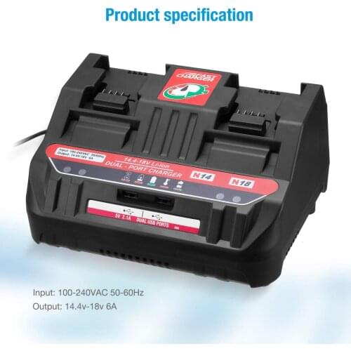 Dual Charger M18 Li-ion Battery Charger For Milwaukee 14.4V 18V M18 48 -11- 24xx Series Lithium-ion Battery 6A Charging Current