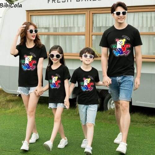 Tees Childrens Summer Short-sleeved Top Mouse Print T-shirt Casual Short Sleeve Baby Girls Tops Summer Family Matching Clothes