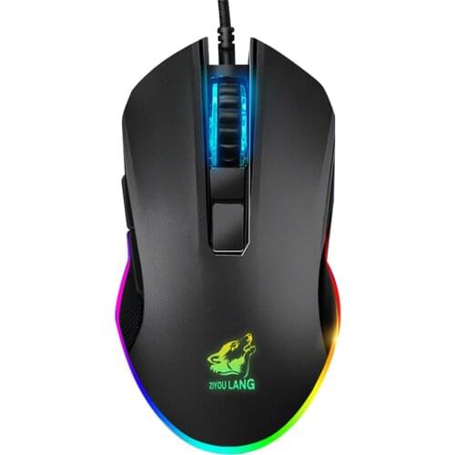 Free Wolf V1 6-Button 3200 DPI RGB Macro Definition Gaming Mouse Mechanical Mouse Backlight USB Wired Gaming Mouse for PC Laptop
