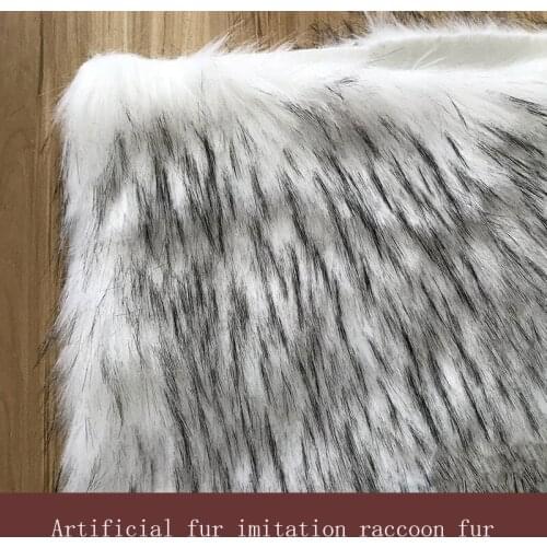 Artificial fur, imitation raccoon fur, natural color, black and white clothing coat fur collar fabric