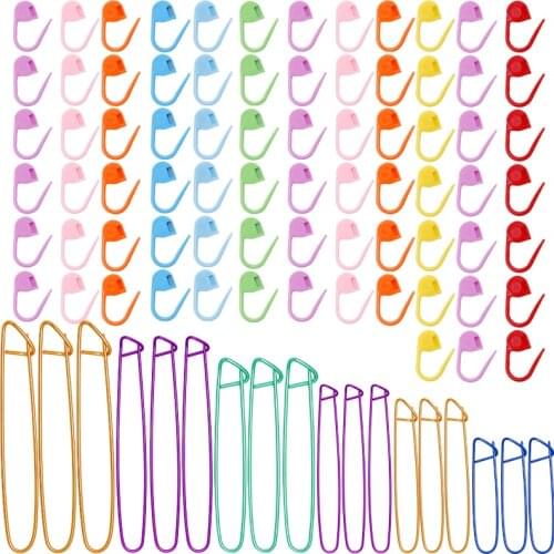 KAOBUY 18 PCS Knitting Stitch Holders Yarn Stitch Holder Set For Aluminum Stitch Holders Safety Pins With Locking Stitch Markers