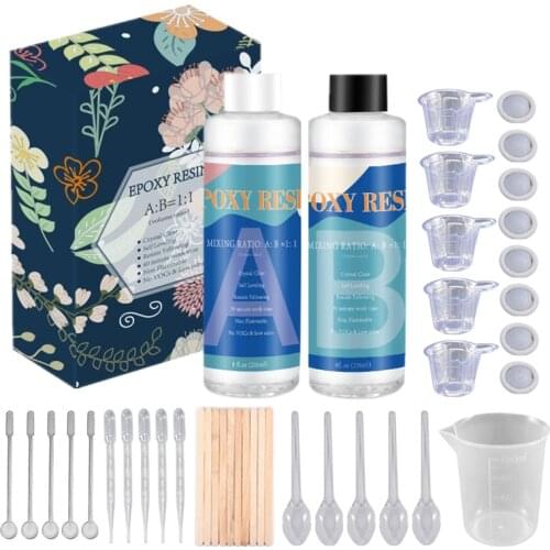 Epoxy Resin Glue AB 1:1 Fast Curing Glue Resin Mold Transparent Glue Set High Hardness DIY Resin Kit Jewelry Making Tools