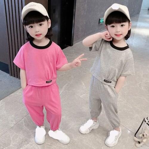 Toddler Baby Girls Clothes Set Summer Children Outfit Suit Kids Tops Pants 2Pcs Set 110 120 130 90 100 80
