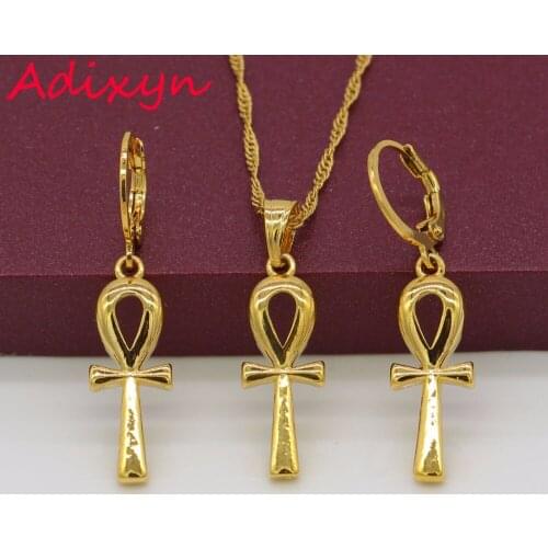 New Dubai Cross Jewelry Set Gold Color Necklace/Earring/Pendant Eritrea/African/Dubai/Ethiopia/Nigeria/Arabic/Oman Items