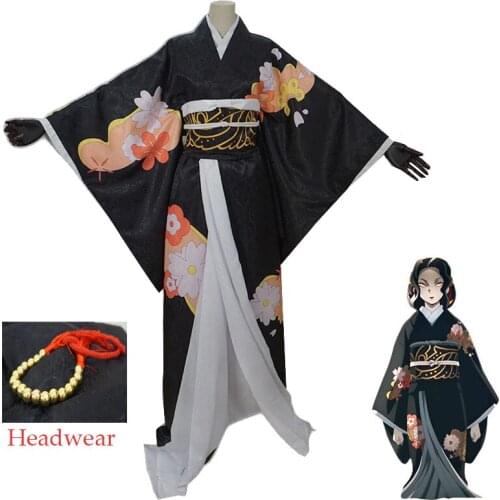 Anime Demon Slayer Cosplay Kibutsuji Muzan Cosplay Costume Cross Dress Women Kimono For Halloween Party
