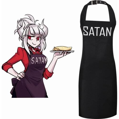 Game Helltaker Satan Cosplay Costume Adult Women Men Outfits Black Printed Satan Apron Adjustable Halloween Costume Carnival