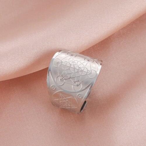 LIKGREAT Archangel Metatron Angel of Life Seal Rune Ring for Men Women Symbol Amulet Vintage Stainless Steel Charm Jewelry