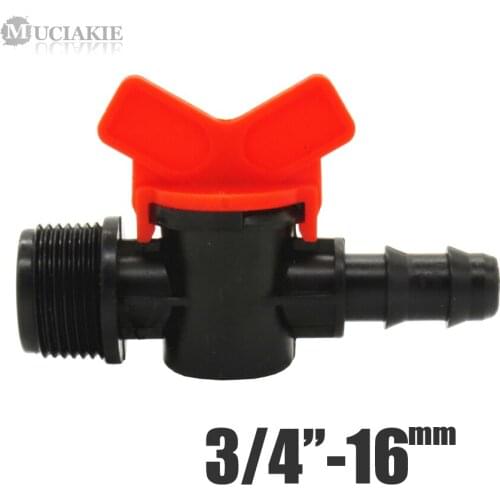 MUCIAKIE 1PC 3/4'' Male Thread Switch Valve Connector to 16mm Garden Irrigation Pipe Tubing Accessory Micro Drip Tape Adapter