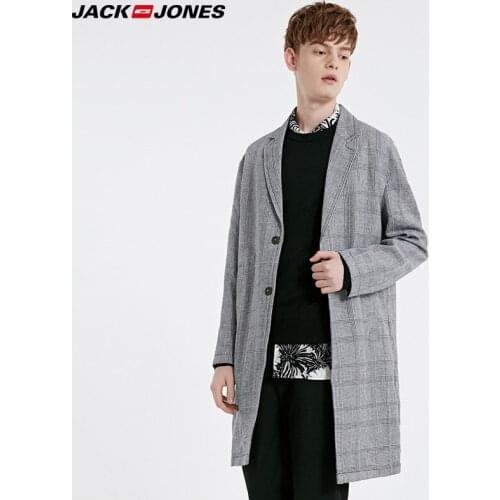 JackJones Mens Mid-length Houndstooth Coat |219121546