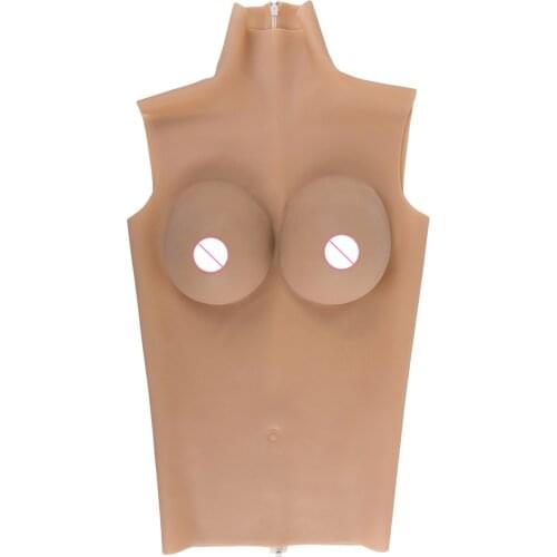 Half Body Breast Form Huge E cup Big Silicone Breasts Artificial Women Simulation Chest Back Zipper Style High Collar False Bo