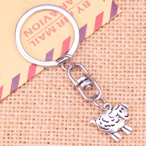 New Fashion Keychain 18x16mm sheep lamb Pendants DIY Men Jewelry Car Key Chain Ring Holder Souvenir For Gift