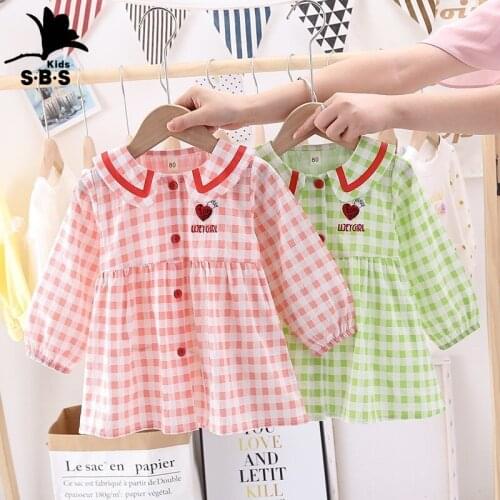 2021 Spring New Arrival Girls Cotton Dress Childrens Clothing Long Sleeve Doll Collar Princess Dress for 1-3 Years Old Girls