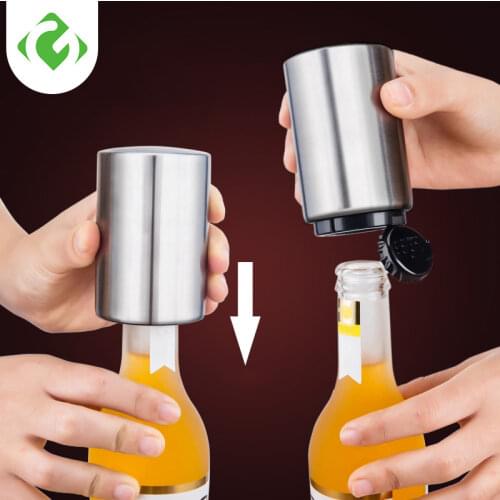 Stainless Steel Beer Bottle Opener Automatic Kitchen Accessories Beer Soda Cap Portable Magnetic Bottle Opener Bar Supplies