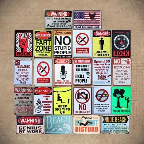 WARNING GENIUS AT WORK VINTAGE Tin Sign Bar pub home Wall Decor Retro Metal ART Poster