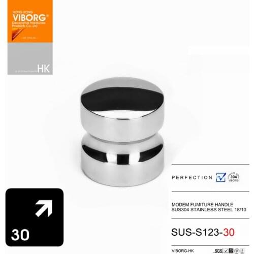 4 pieces)VIBORG Deluxe 30mm Solid SUS304 Stainless Steel Cupboard Door Cabinet Pulls Drawer Knobs Handle Pulls SUS-S123-30