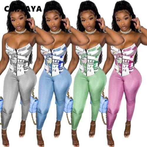 CM.YAYA Vintage Women Two 2 Piece Outfits Set Print Croset Crop Tops and Legging Pantss Sweatsuit Matching Set Active Tracksuit