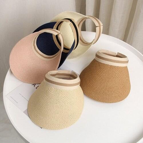 Empty Top Straw Hat Summer Child Adult Simple Sun Hat Outdoor Riding Fishing Camping Big Brim Sunscreen Hats Beach Sun Visor Hat