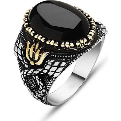 Tevuli 925 Sterling Silver Black Stone Men 'S Ring